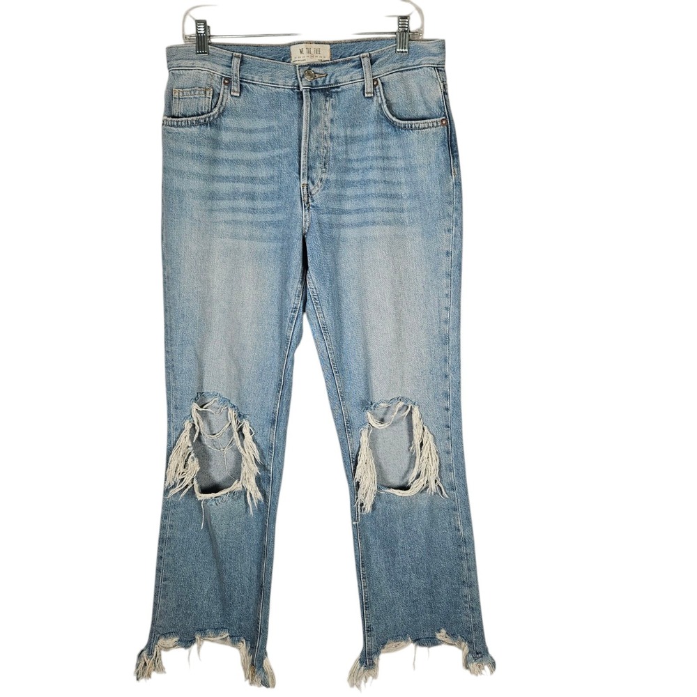 We The Free Jeans Womens 32x27 Distressed Maggie Mid Rise Boho Hippie Whiskering